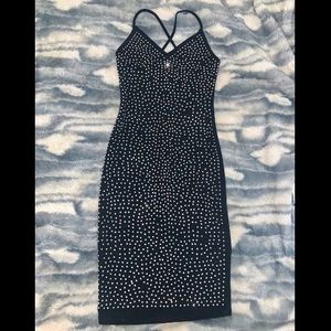 Black Figure Hugging Sequin Midi Dress
